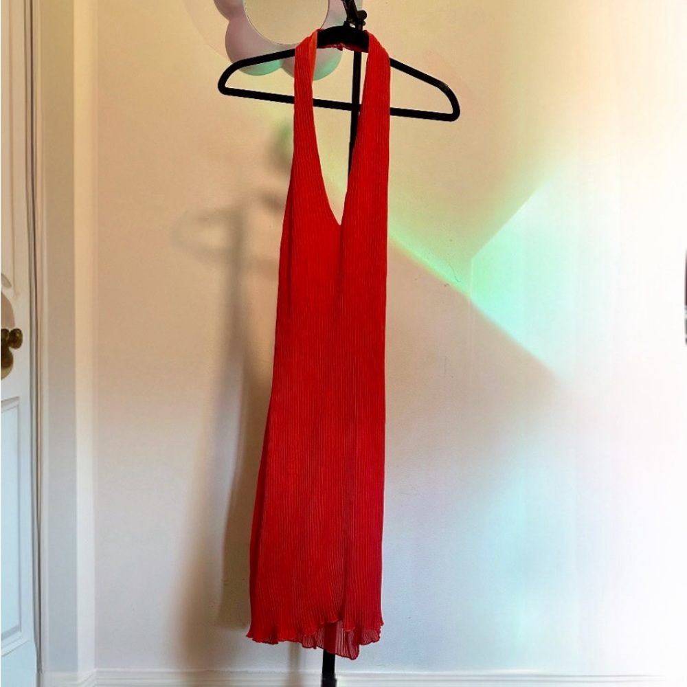 red asos❣️pleated halter dress